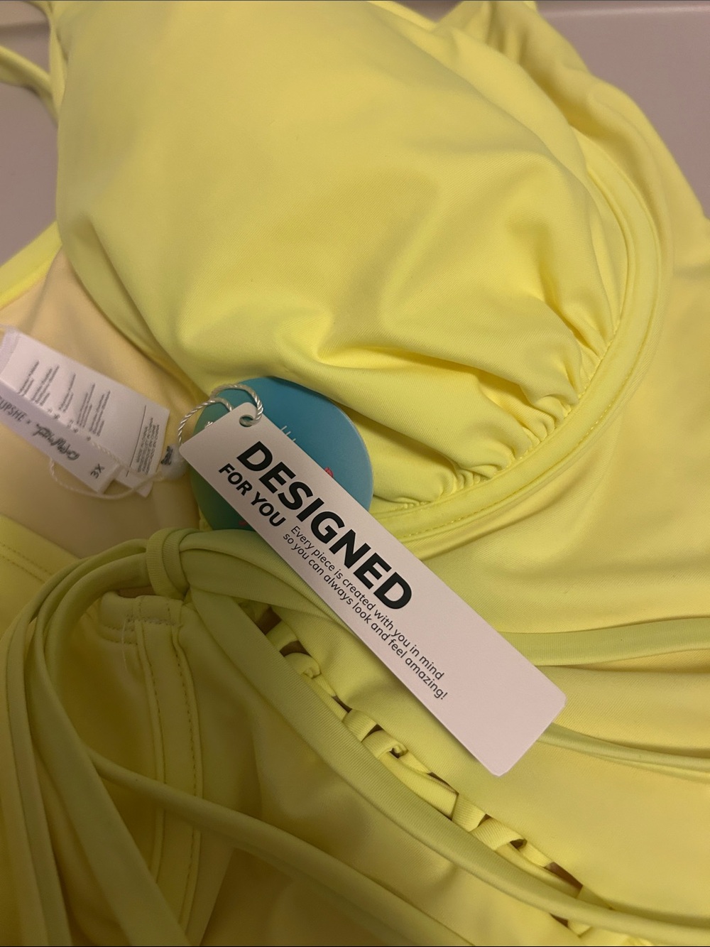 NWT Cupshe Neon Lace-Up One-Piece Swimsuit 3x - Picture 3 of 9